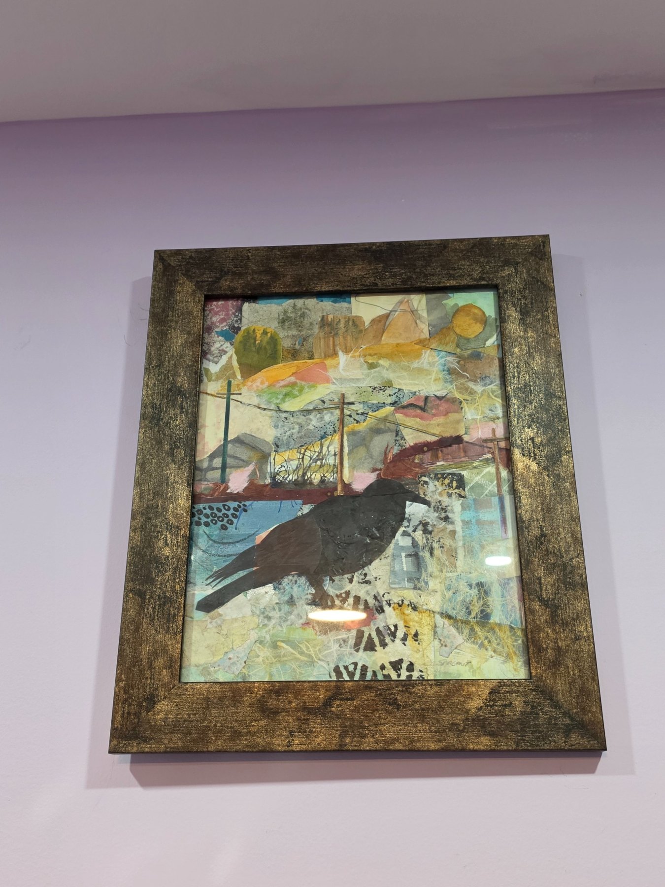 Original mixed-media artwork featuring a black raven